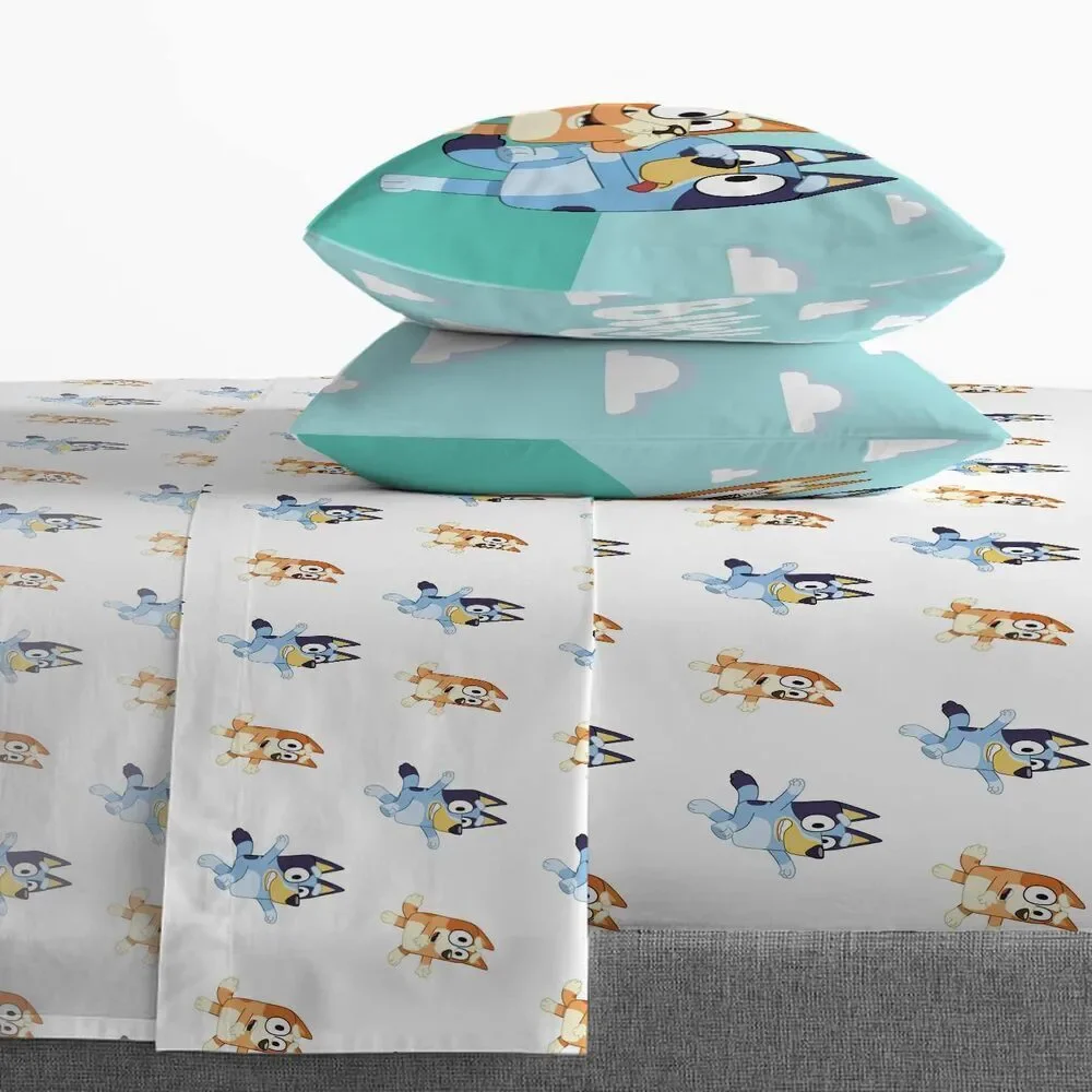 NEW Jay Franco Bluey Bingo 4 Piece Full Size Sheet Set  Open Box